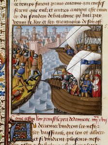 Seitsemäs ristiretki: Kuningas Saint Louis (1214-1270) ja Damiettan piiritykset kesäkuussa 1249 Ala-Egyptissä. Miniatyyri otettu Vincent de Beauvais