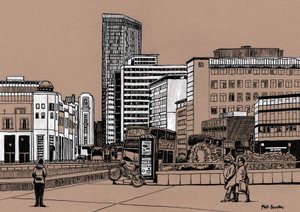Wellesley Road - Croydon, 2016 (akryylitussi laudalle)