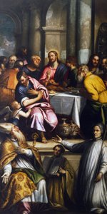 Viimeinen ehtoollinen Saint Apollinariksen ja Pyhän Lorenzo Giustinianin kanssa, 1600-luvun alku 1600-luvulla (öljy kankaalle) tekijältä Matteo Ingoli