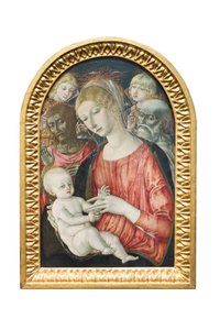 Madonna ja lapsi enkelien, pyhän Johannes Kastajan ja pyhän Hieronymuksen kanssa tekijältä Matteo di (c.1430 95) Giovanni