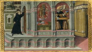 Pyhän Augustinuksen visio pyhien Hieronymuksesta ja Johannes Kastajasta, 1476 tekijältä Matteo di Giovanni di Bartolo