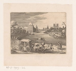 Kasvot Pariisissa Paris (otsikko esineessä) Seitsemän ranskalaista maisemaa ja kaupunkimaisemaa (sarjan nimi) tekijältä Matthäus Merian (I)