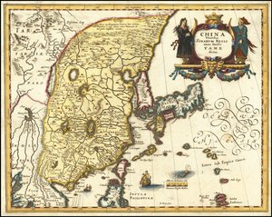 Matthäus Merianin vuonna 1636 laatima Kiinan, Japanin ja Korean kartta. tekijältä Matthaus Merian