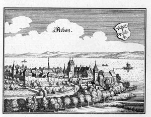 Arbon - ote teoksesta Topographia Sueviae (Schwaben). tekijältä Matthaus Merian