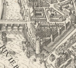 Hôtel de Nevers vuoden 1615 Merianin Pariisin suunnitelmassa - David Rumsey tekijältä Matthaus Merian