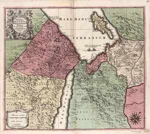 Deserta Aegypti, Thebaidis, Arabiae, Syriae jne. ubi accurata notata sunt loca inhabitata per Sanctos Patres Anachoretas LOC 2009580105 tekijältä Matthaeus Seutter