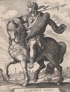 Levy 5: Keisari Claudius hevosen selässä teoksesta "Ensimmäiset kaksitoista roomalaista keisaria" Tem...:n jälkeen, 1610-50.