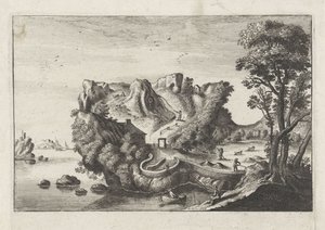 Antropomorfinen maisema miehen pään muodossa tekijältä Matthaus the Elder (after) Merian