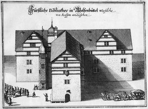 Herzog August -kirjasto Wolfenbüttelissä, vuosina 1655–1660 tekijältä Matthaus the Elder Merian
