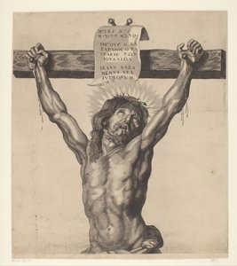 Kristus ristillä Sarjat Ecce Homo, Kristus ristiinnaulittu, Neitsyt Maria ja Johannes Evankelista (sarjan nimi) tekijältä Mattheus Borrekens