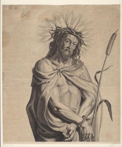 Ecce Homo Sarja Ecce Homo, ristiinnaulittu Kristus, Neitsyt Maria ja Johannes Evankelista (sarjan nimi) tekijältä Mattheus Borrekens