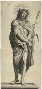 Ecce Homo Sarjat Ecce Homo, Kristus ristiinnaulittu, Neitsyt Maria ja Johannes Evankelista (sarjan nimi) tekijältä Mattheus Borrekens