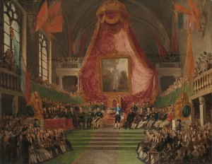 Oranssin prinssin järjestämä Gentin yliopiston juhlallinen vihkiminen kaupungintalon valtaistuinsalissa 9. lokakuuta 1817