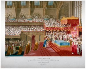 Kuningas Yrjö IV:n kruunaus, Westminster Hall, Lontoo, 1821 1824.