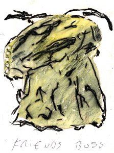 ystävän pomo, 2021 (akvarelli, pastelli)