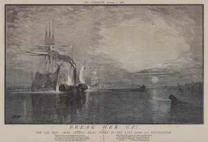 Erota hänet! tai Pahan laivan irlantilainen kirkko hinataan viimeiseen kotiinsa Westminsterissä (väri litho) tekijältä Matthew