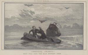 Kristillinen hyväntekeväisyys! tai, he upottavat veneen väliinsä (väri litho) tekijältä Matthew