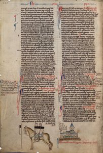 Kaksi temppeliä yhdellä hevosella Matthew Parisin kirjasta Chronica maiora I, 1200-luku