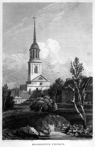 Shoreditch Church, Lontoo, 1815. tekijältä Matthews