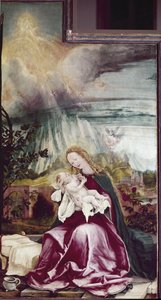 Allegoria syntyperäisestä. Issenheimin alttaritaulu (tai Isenheim) - Matthias Grunewaldin (n. 1475-1528) maalaus, öljy puulle