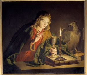 Pyhä Johannes Evankelista Mathias Stomer (Matthias Stom) maalaus (1600-1650)