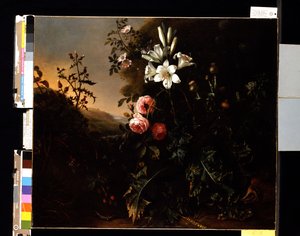 Asetelma, n. 1670 (öljy kankaalle) tekijältä Matthias Withoos