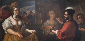 Apelles maalaa Aleksanteri Suuren rakastajan Campaspen muotokuvan, 1600-luvun jälkipuolisko (öljy kankaalle).