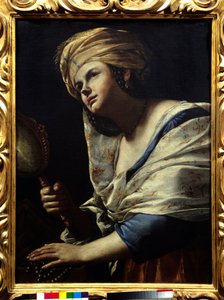 Vaniittinainen turbaanilla ja peilillä - Mattia Pretin (1613-1699) maalaus 1600-luvun Firenze, Uffizi-galleria tekijältä Mattia Preti