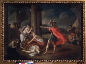 Camillen, Horatian sisaren, kuolema. Matvei Ivanovich Puchinovin (1716-1797) maalaus öljy kankaalle tekijältä Matvei Ivanovich Puchinov