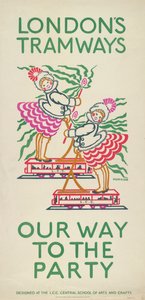 "Meidän tie juhliin", Lontoon kreivikuntaneuvoston LCC Tramways -juliste, 1924 tekijältä Maud Klein