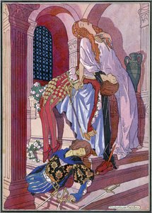 Romeon ja Julian kuolema, William Shakespearen (1564-1616) näytelmän viimeinen kohtaus (litho)