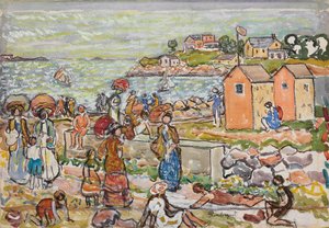 Kylpejät ja lastenrattaat, n. 1919 tekijältä Maurice Brazil Prendergast