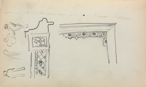 Italialainen luonnoskirja: Arkkitehtoniset yksityiskohdat ja hahmot, sivu 199, 1898-1899. tekijältä Maurice Brazil Prendergast