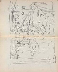 Italialainen luonnoskirja: Silta hahmoilla, sivut 209 ja 210, 1898-1899. tekijältä Maurice Brazil Prendergast