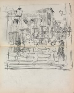 Italialainen luonnoskirja: Silta hahmoilla, sivut 93 ja 94, 1898-1899. tekijältä Maurice Brazil Prendergast