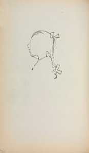 Italialainen luonnoskirja: Tytön pää profiilisivulla 152, 1898-1899. tekijältä Maurice Brazil Prendergast