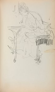 Italialainen luonnoskirja: Istuva nainen ompelu sivu 153, 1898-1899. tekijältä Maurice Brazil Prendergast