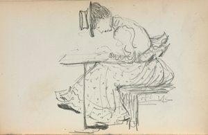 Italialainen luonnoskirja: Istuva nainen, sivu 107, 1898-1899. tekijältä Maurice Brazil Prendergast