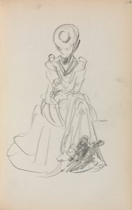 Italialainen luonnoskirja: Istuva nainen, sivu 114, 1898-1899.