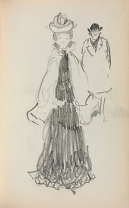 Italialainen luonnoskirja: Seisova nainen ja mies sivu 125, 1898-1899. tekijältä Maurice Brazil Prendergast