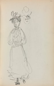 Italialainen luonnoskirja: Seisova nainen, kasvosivu 52, 1898-1899. tekijältä Maurice Brazil Prendergast