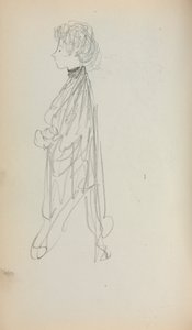 Italialainen luonnoskirja: seisova nainen profiilisivulla 51, 1898-1899. tekijältä Maurice Brazil Prendergast
