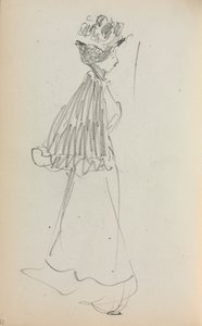Italialainen luonnoskirja: seisova nainen profiilisivulla 130, 1898-1899.