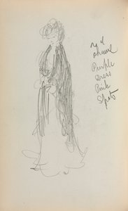 Italialainen luonnoskirja: Seisova nainen huivin kanssa sivu 53, 1898-1899. tekijältä Maurice Brazil Prendergast
