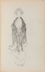 Italialainen luonnoskirja: Seisova nainen huivin kanssa sivu 54, 1898-1899. tekijältä Maurice Brazil Prendergast