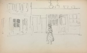 Italialainen luonnoskirja: Street Scene with a Girl, sivu 159, 1898-1899. tekijältä Maurice Brazil Prendergast