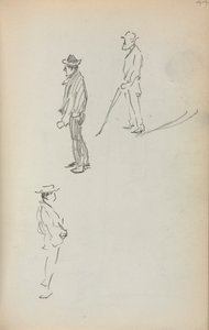 Italialainen luonnoskirja: Kolme seisova miestä sivu 44, 1898-1899. tekijältä Maurice Brazil Prendergast