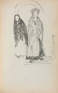 Italialainen luonnoskirja: Kaksi seisovaa naista sivu 123, 1898-1899. tekijältä Maurice Brazil Prendergast