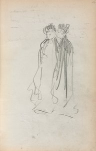 Italialainen luonnoskirja: Kaksi seisovaa naista sivu 4, 1898-1899. tekijältä Maurice Brazil Prendergast
