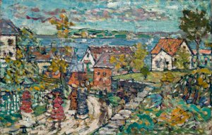Maisema (tie ja kaupunki) tekijältä Maurice Brazil Prendergast